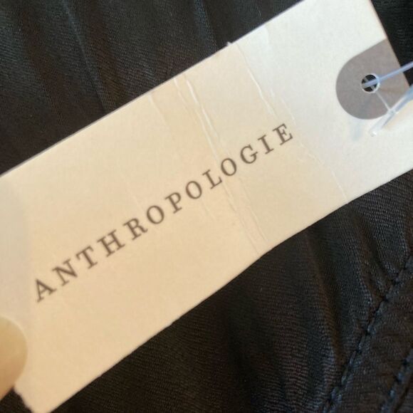 NWT Anthropologie Marrakech black satin front zip flowing pants runs big - Picture 8 of 11